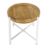 Mia - table d'appoint - noire - bois de manguier recyclé et métal - ø46xH45cm
